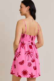 Pink Tropical Babydoll Dress