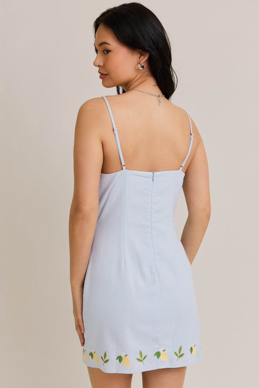 Lemon Embroidery Blue Dress
