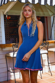 Collared Contrast Stripe Dress