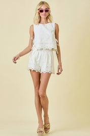 Sleeveless Linen Embroidered Top