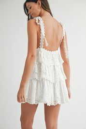 White Crochet Lace Mini Dress