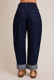 Denim Roll-up Barrel Pants
