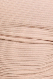 Taupe Off Shoulder Rib Knit Top