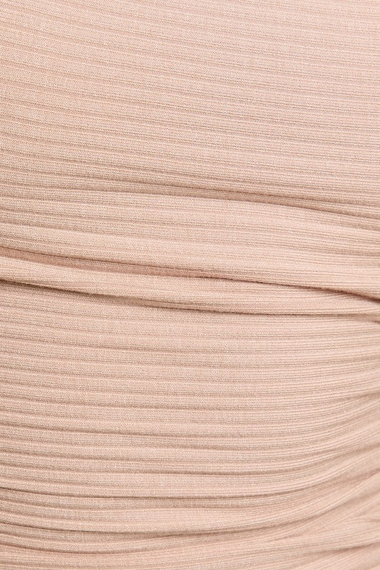 Taupe Off Shoulder Rib Knit Top