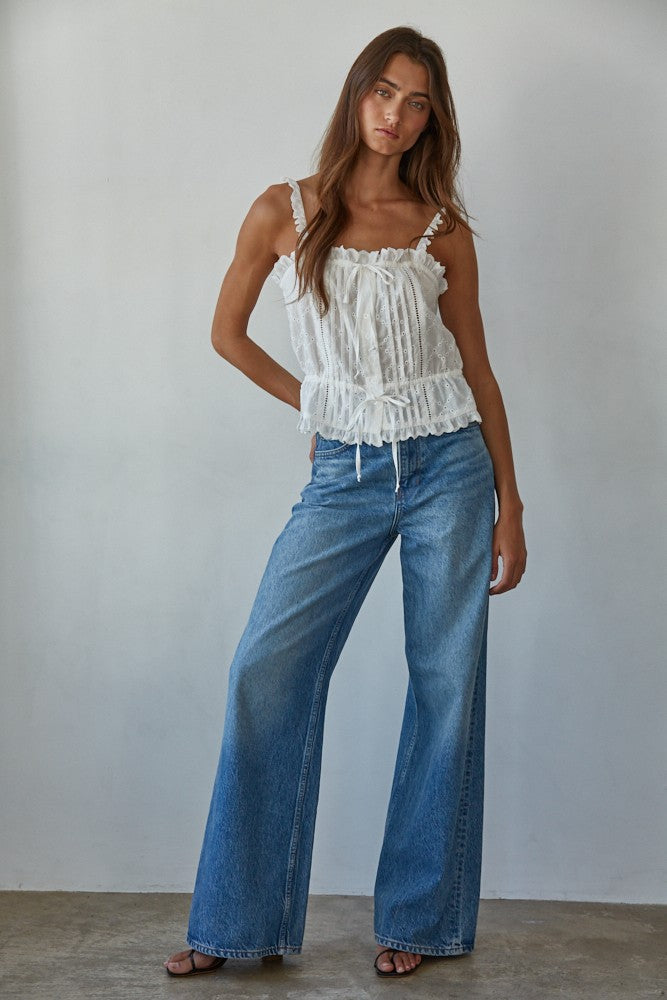 White Salvador Eyelet Top