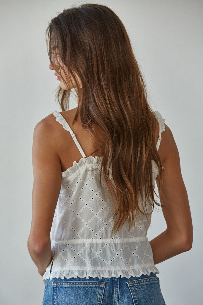 White Salvador Eyelet Top