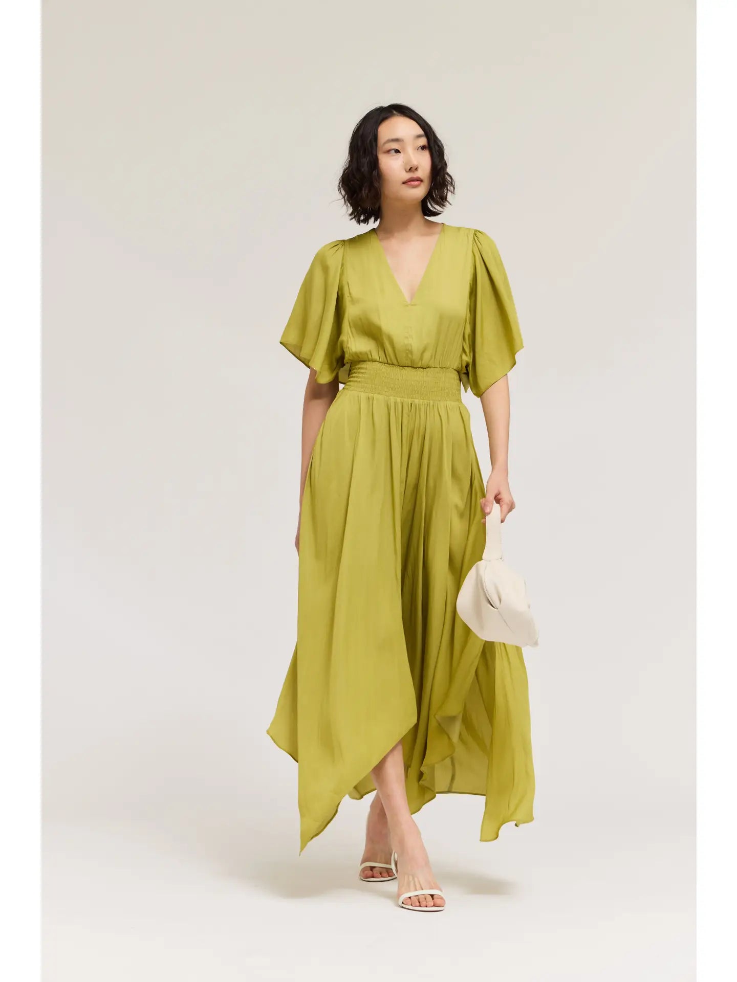 Green Unbalanced Skirt Maxi Dress