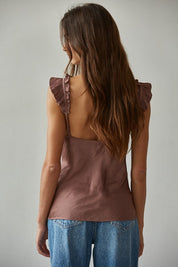 Brown Love Notes Satin Top