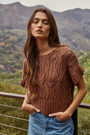 Brown Cali Crochet Top