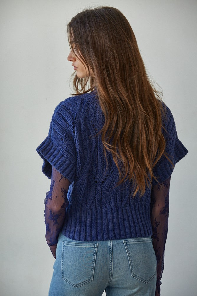 Navy Cali Crochet Top