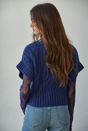 Navy Cali Crochet Top