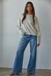 Cream Rolled Neck Sweater