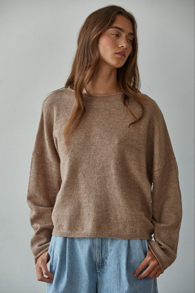 Brown Rolled Neck Sweater
