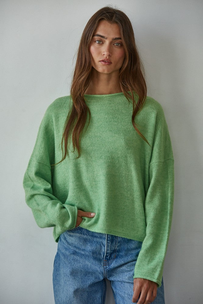 Green Rolled Neck Sweater