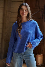 Blue Rolled Neck Sweater