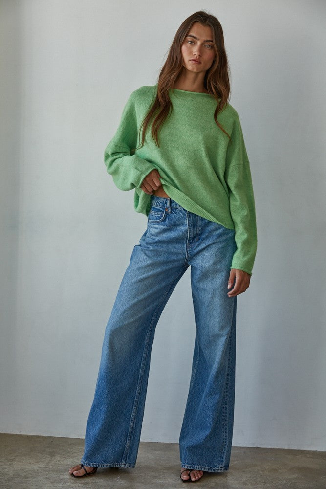Green Rolled Neck Sweater