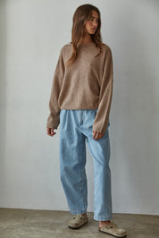 Brown Rolled Neck Sweater