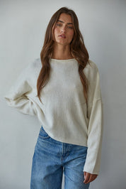 Cream Rolled Neck Sweater