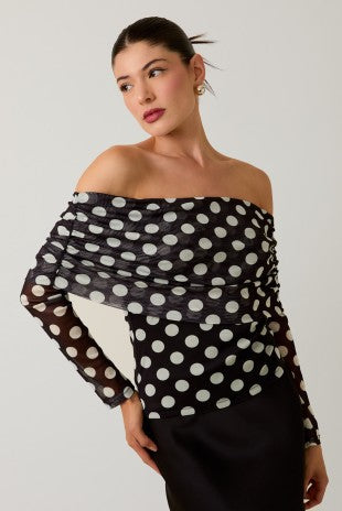 Off Shoulder Polka Dot Top
