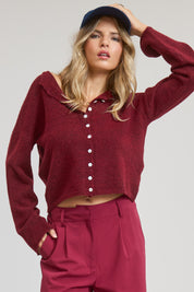 Burgundy Lightweight Button Cardigan