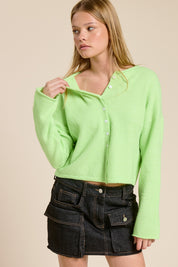 Lime Green Lightweight Button Cardigan