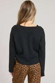 Black Lightweight Button Cardigan