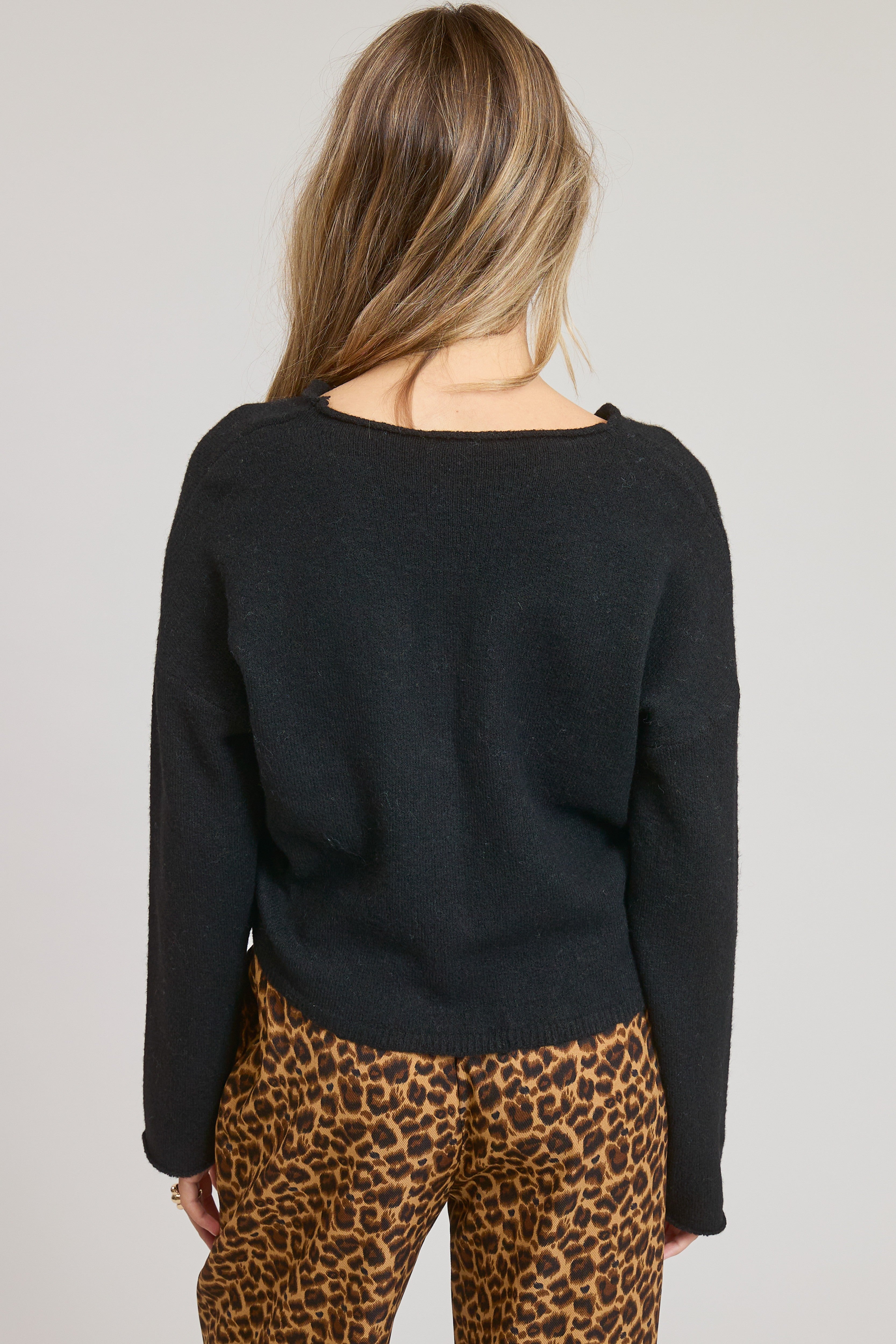 Black Lightweight Button Cardigan