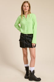 Lime Green Lightweight Button Cardigan
