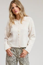 Cream Lightweight Button Cardigan