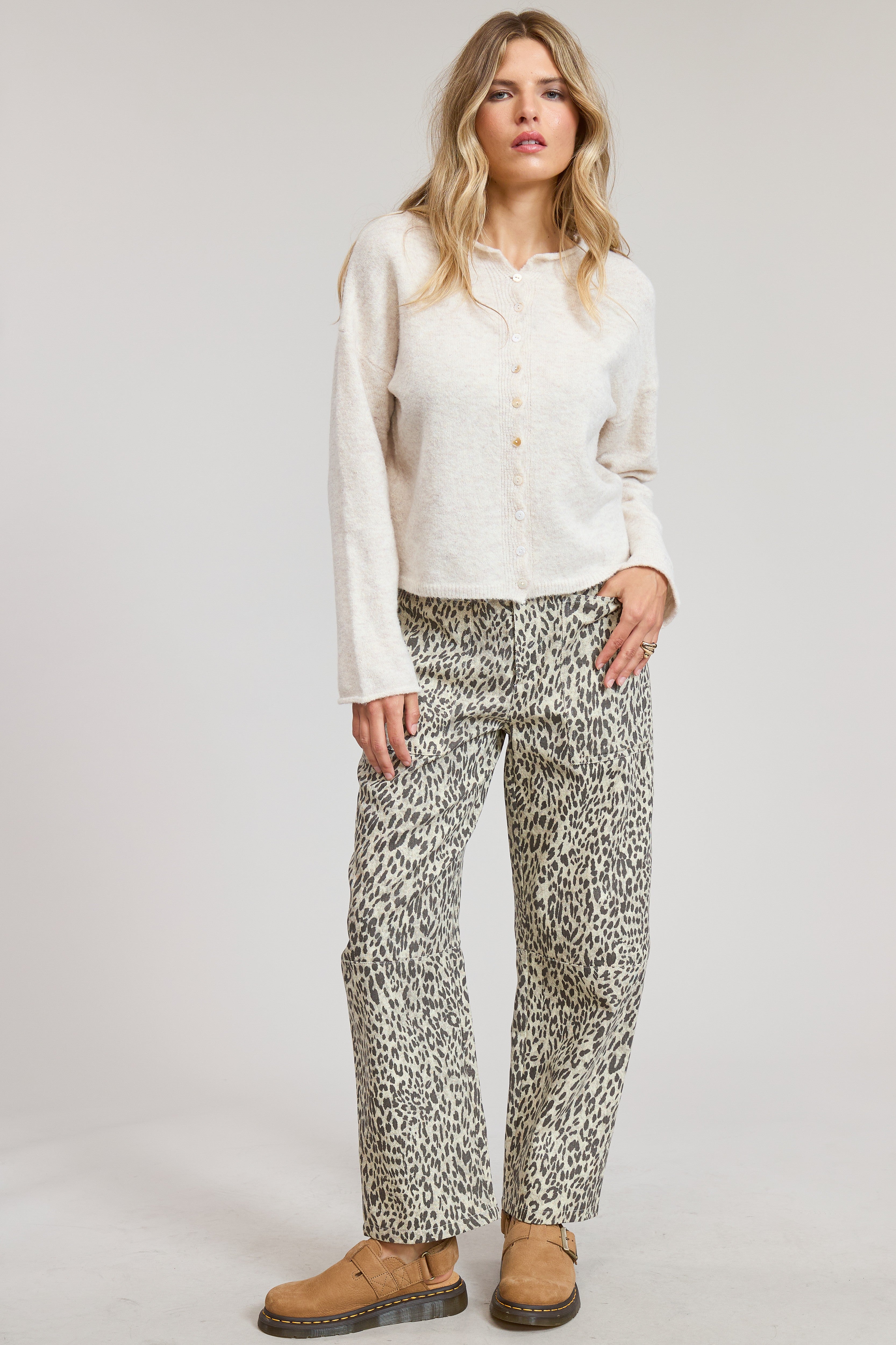 Cream Lightweight Button Cardigan