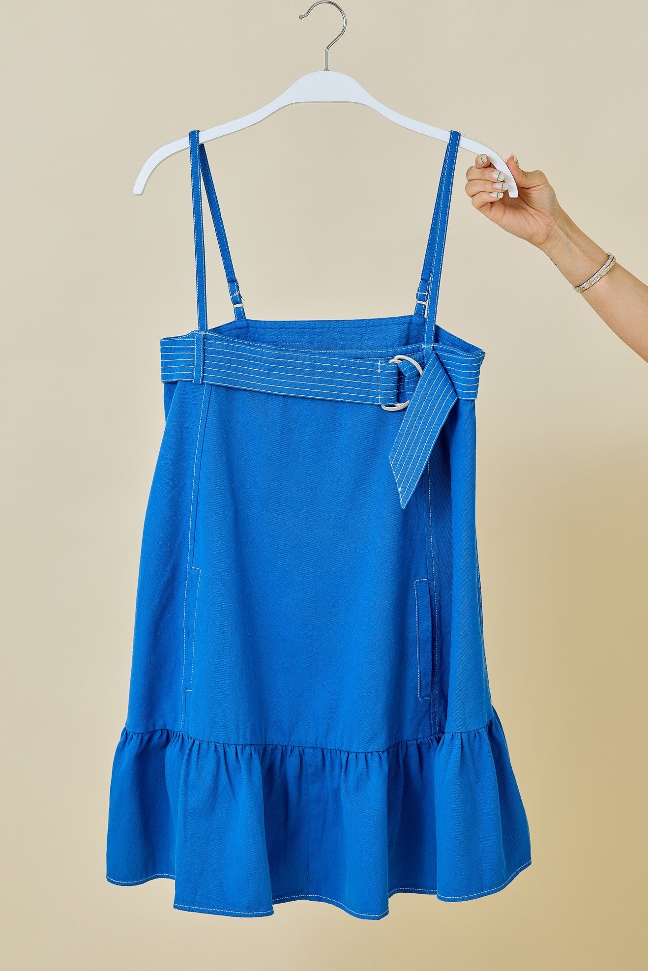 Blue Drop Waist Denim Mini Dress