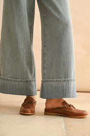 Textured Denim Pants