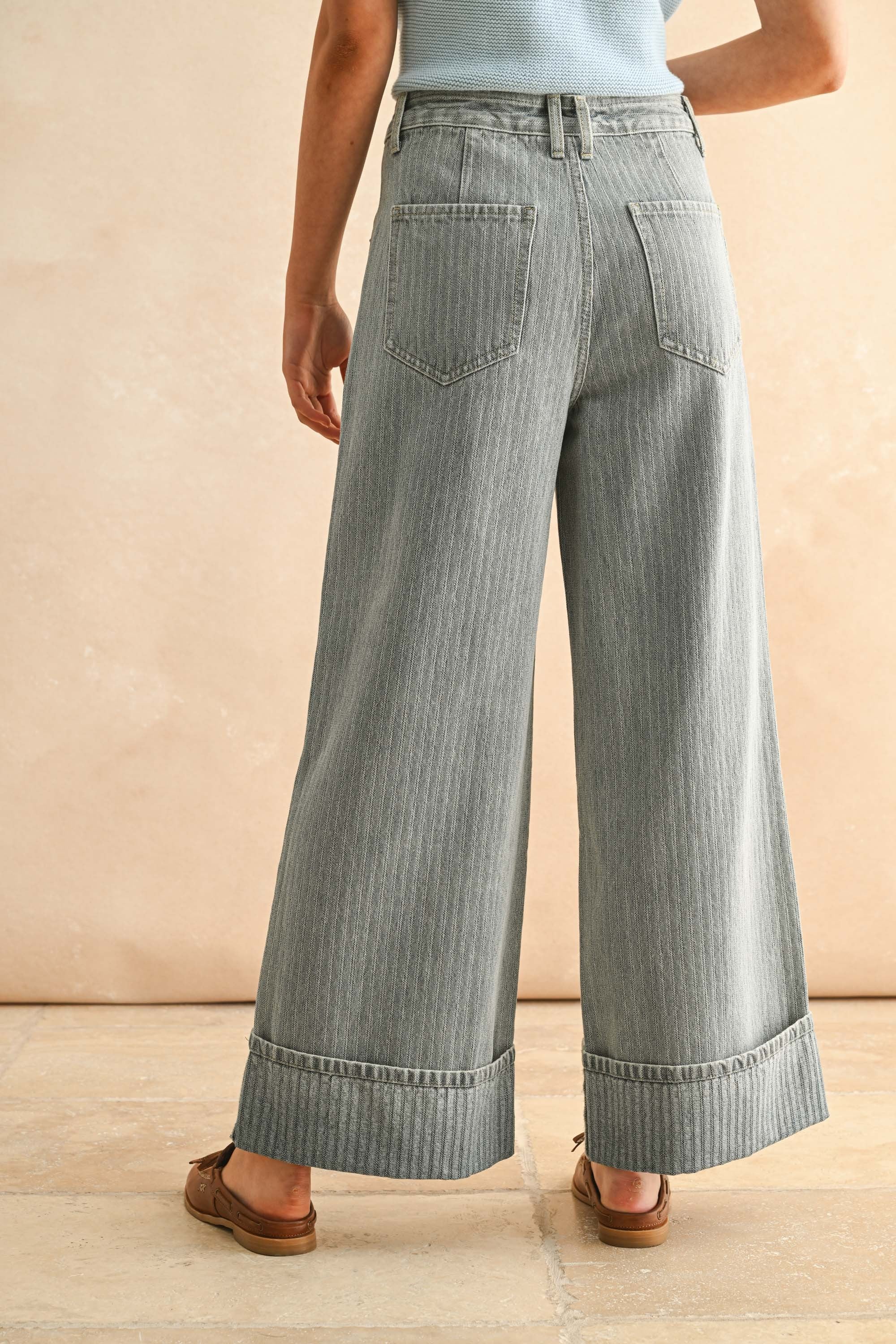 Textured Denim Pants