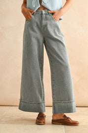 Textured Denim Pants