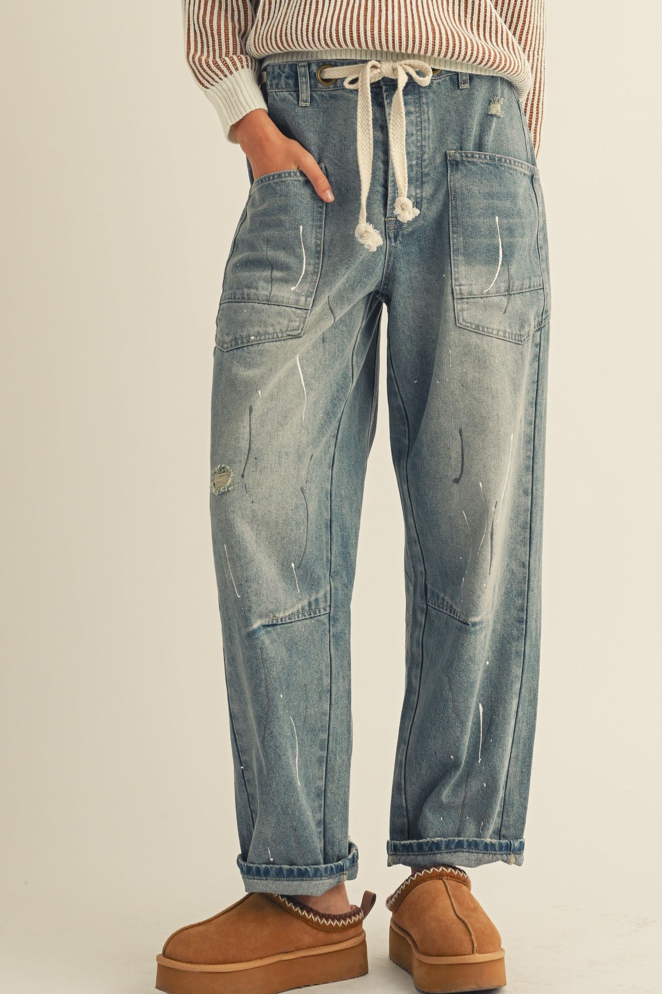 Washed Vintage Painted Rope Jeans