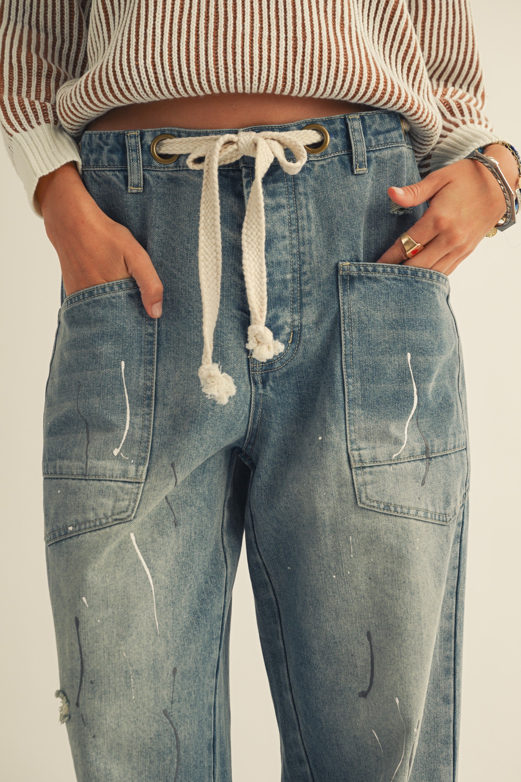 Washed Vintage Painted Rope Jeans