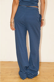 Blue Striped Drawstring Pants