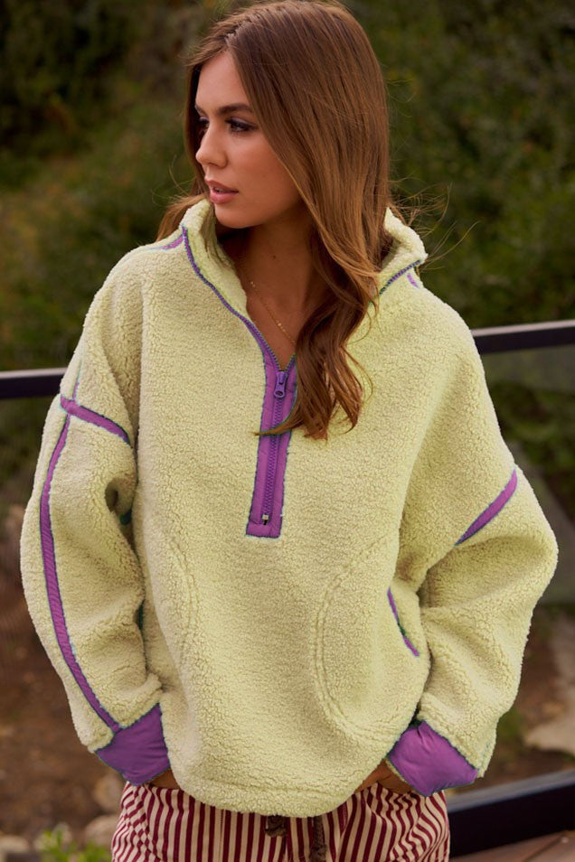 Yellow Fleece Zipper Pullover