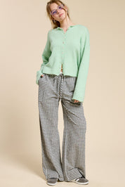 Mint Green Lightweight Button Cardigan