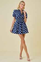 Polka Dot Puff Sleeve Mini Dress