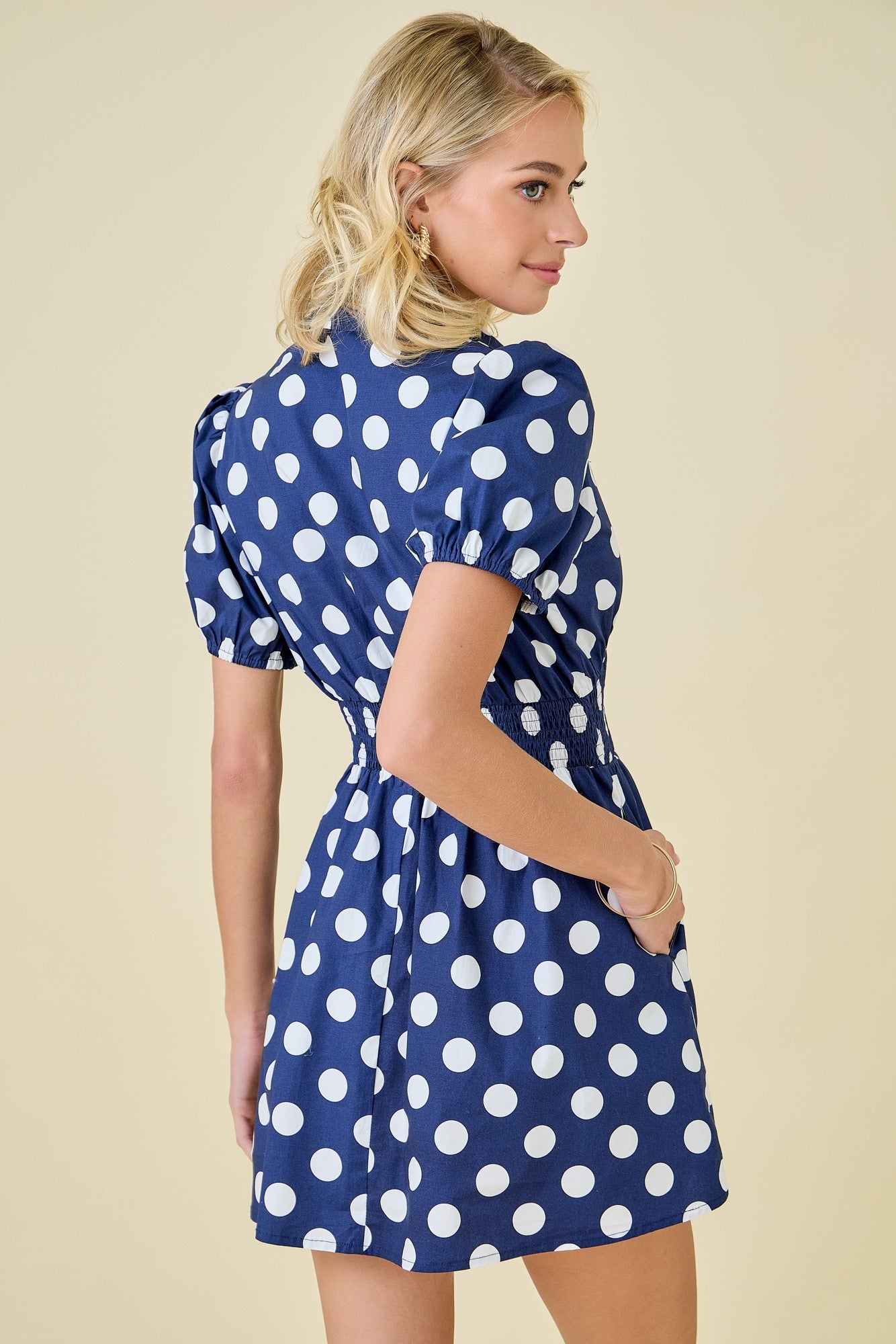 Polka Dot Puff Sleeve Mini Dress