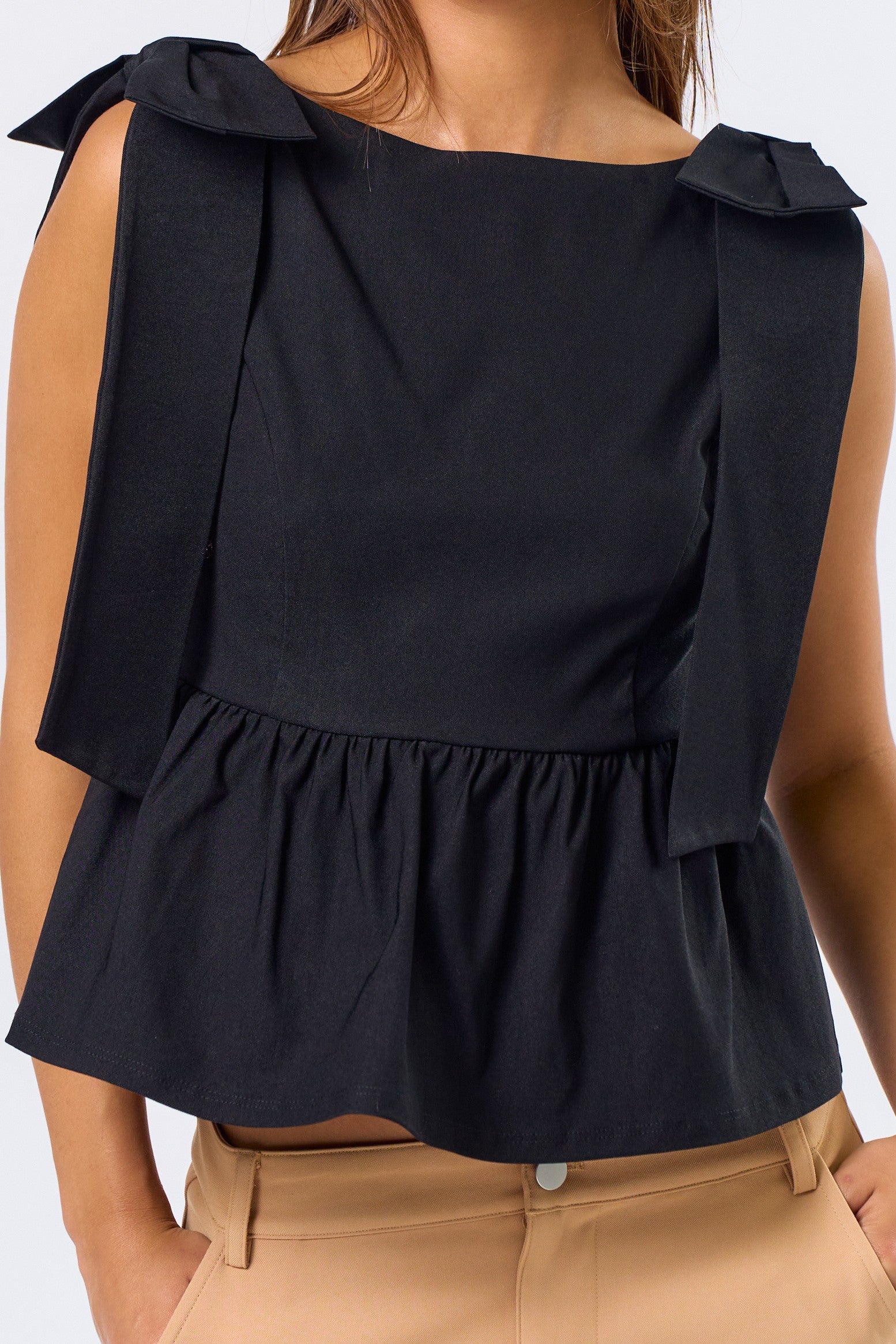Peplum Top With Ribbon