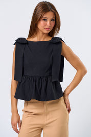 Peplum Top With Ribbon
