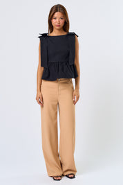 Peplum Top With Ribbon