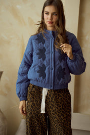 Blue Vintage Embroidered Leaf Jacket