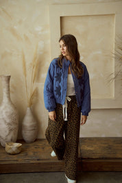 Blue Vintage Embroidered Leaf Jacket