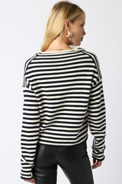 Navy Elina Stripe Knit Top