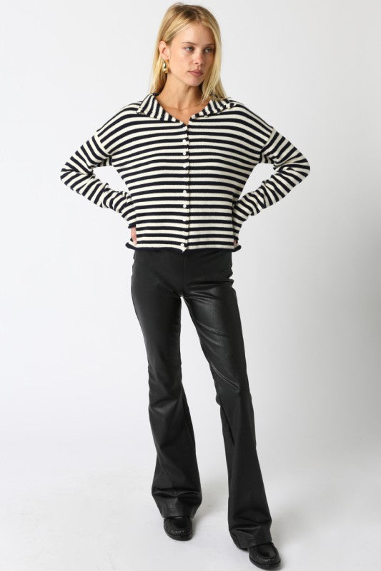 Navy Elina Stripe Knit Top
