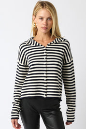 Navy Elina Stripe Knit Top
