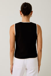 Black Knit Button Vest